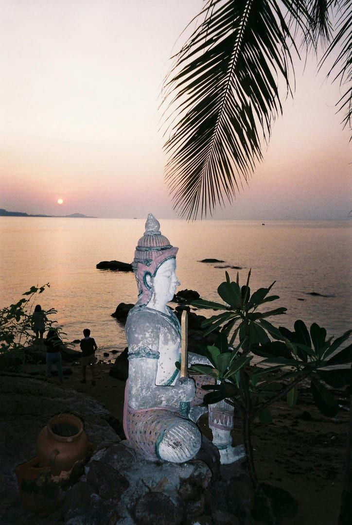 Buddha statue at Bophut Beach during sunset Koh Samui