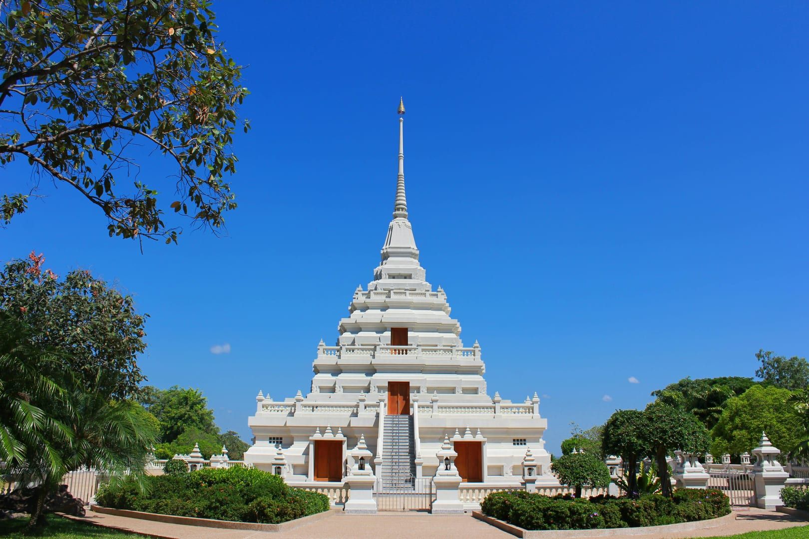 White gables and traditional Thai roof details